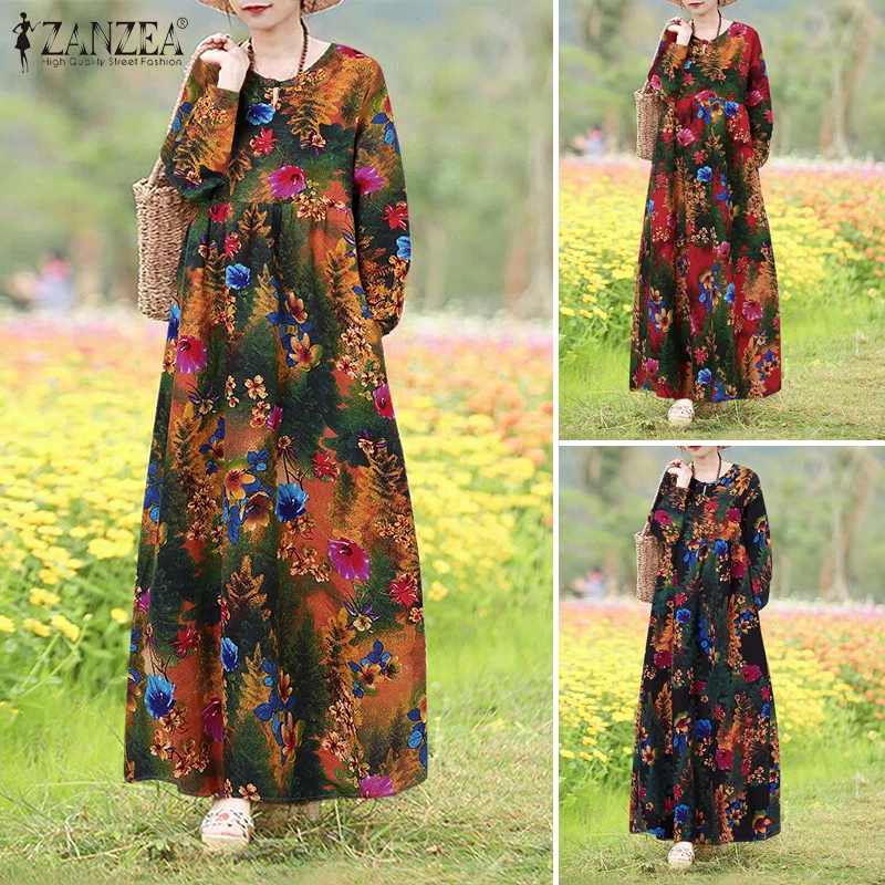 Chic Vintage Floral Maxi Dress for Women