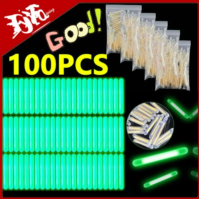 100 Bâtons Lumineux Pour Pêche De Nuit - Flotteurs Fluorescents Verts - Pour Carpe, Mer - Lot économique