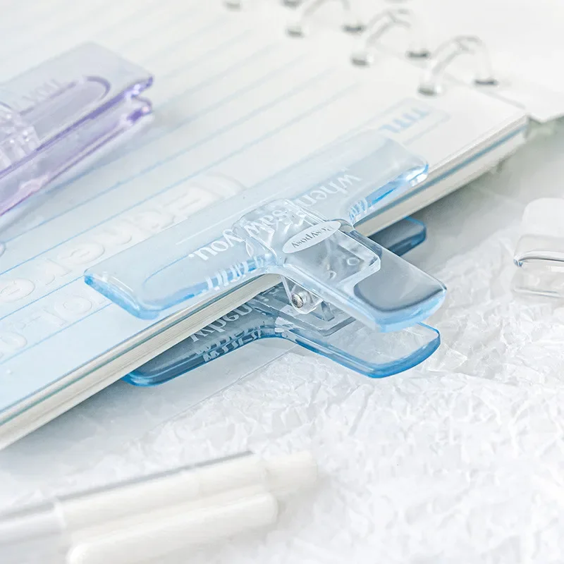 Transparet Clip Holder Ins Korean Fashion Acrylic Paper Clip Scrapbook Sticker Storage Kawaii Stationery Student Supplies paper clips memo holders