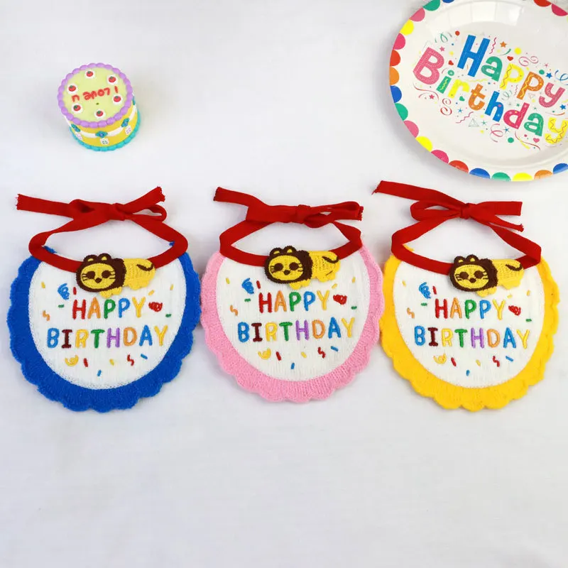 

Cat Birthday Bib Dog Cute Cartoon Lion Party Scarf Pet Saliva Towel Birthday Party Dress Up Accessories for Pets