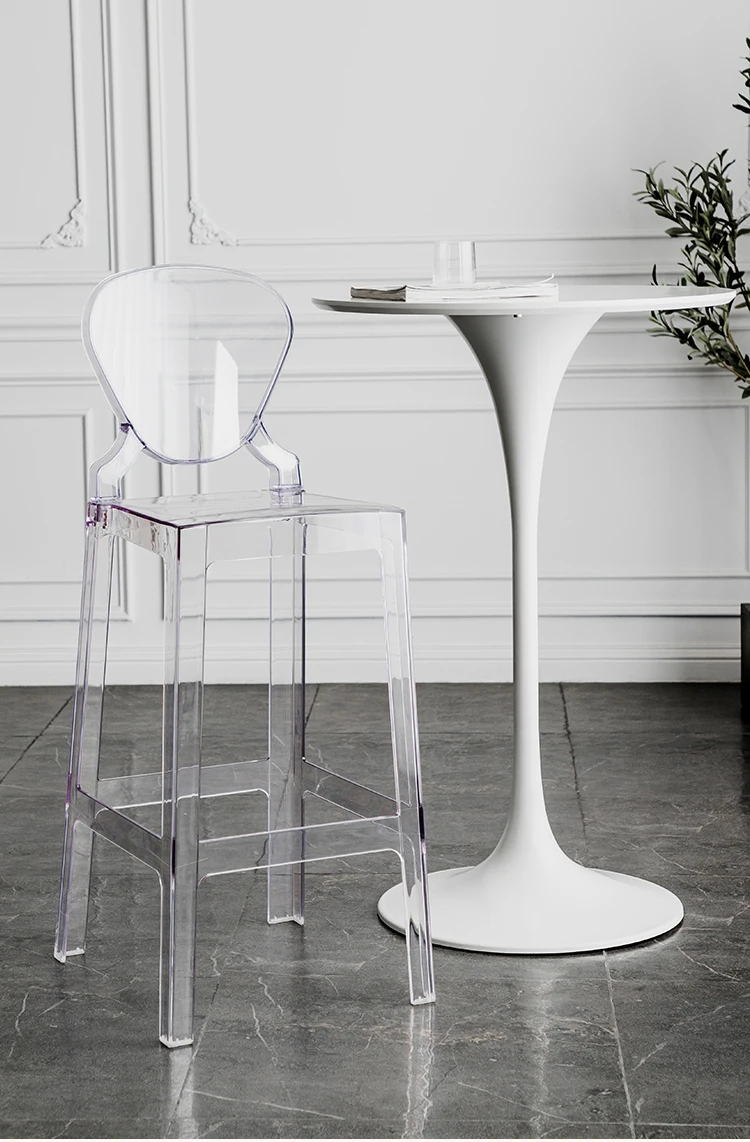 

Creative backrest transparent bar chair acrylic minimalist high chair coffee shop high stool