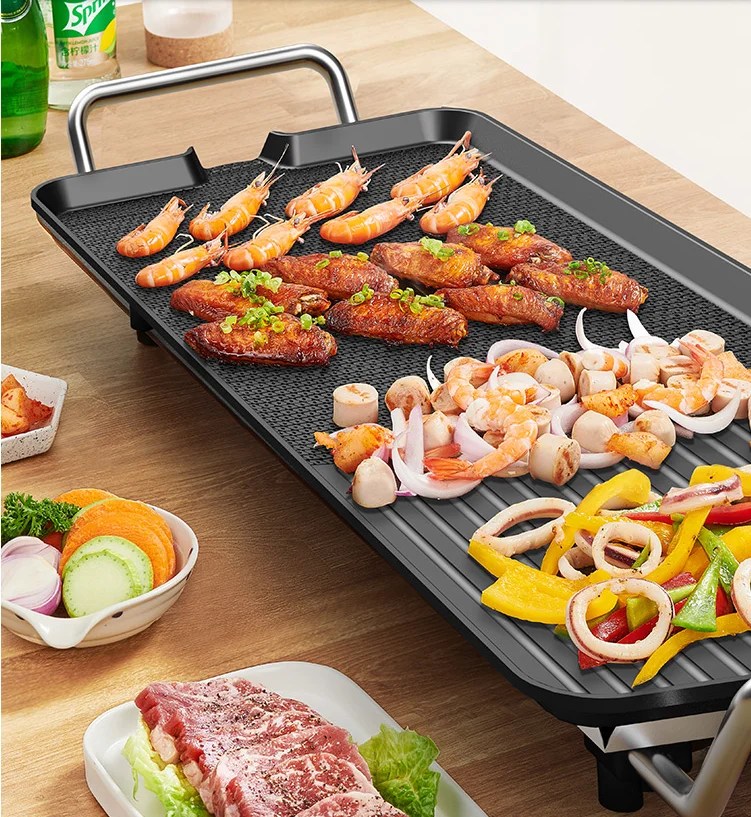 220V Electric Grill Non-stick Home Appliance DIY Barbecue Food Frying Pan Plate Fast Heating Grill Pan 4