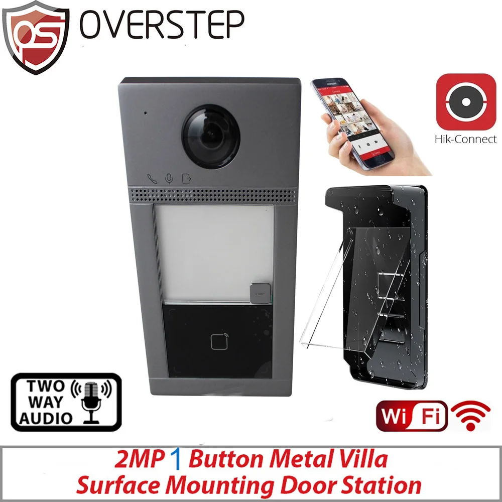 Mutil Language Wifi 1 Pulsante Metal Villa Door Station Poe Lettore Di Schede Mifare Interno 2Mp Videocitofono Wifi Ds-Kv8113-Wme1(C)