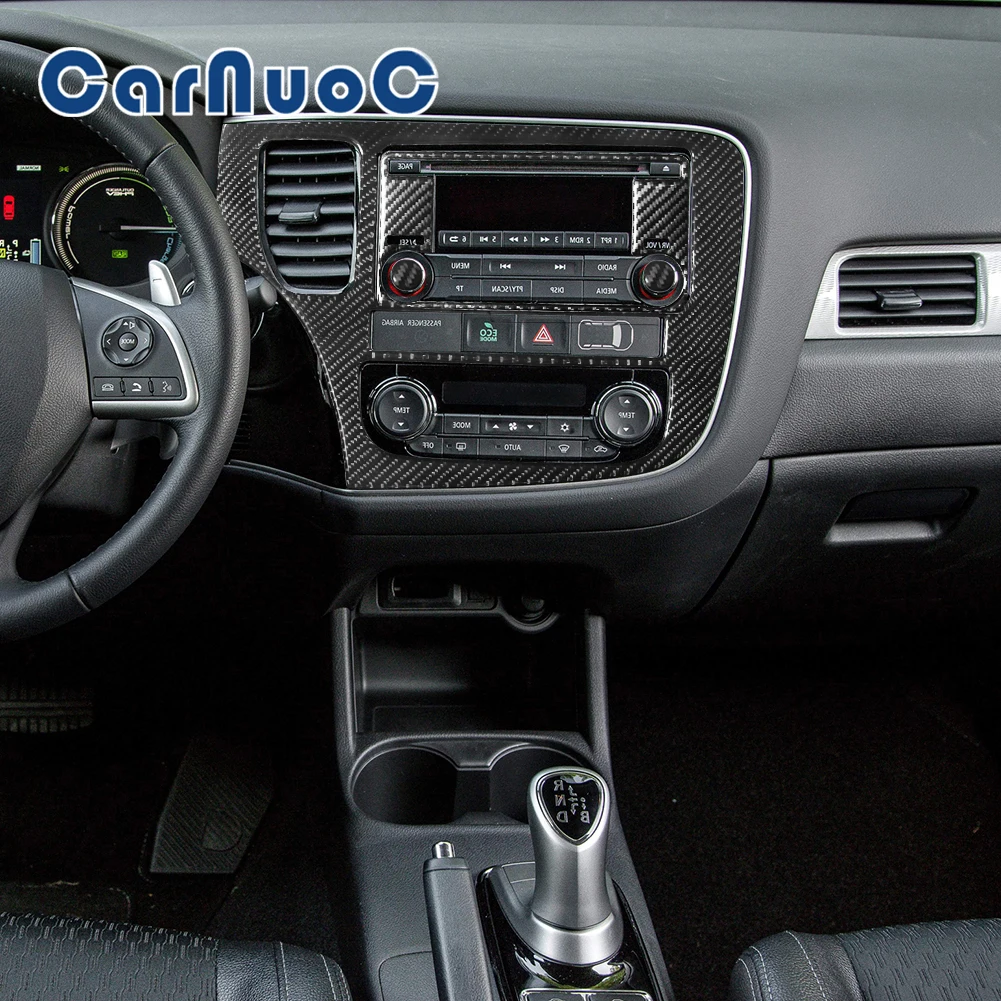 

Car Radio Panel Stickers For Mitsubishi Outlander 2014 2015 2016 Decorative Strip Accessories Carbon Fiber Interior Mouldings