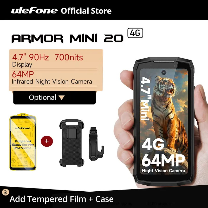 Ulefone Armor Mini 20 4G 4.7" Rugged Phone 64MP Night Camera Android 14 Smartphone 6200mAh Mobile phone NFC 16GB+256GB 33W G99 - Image 9