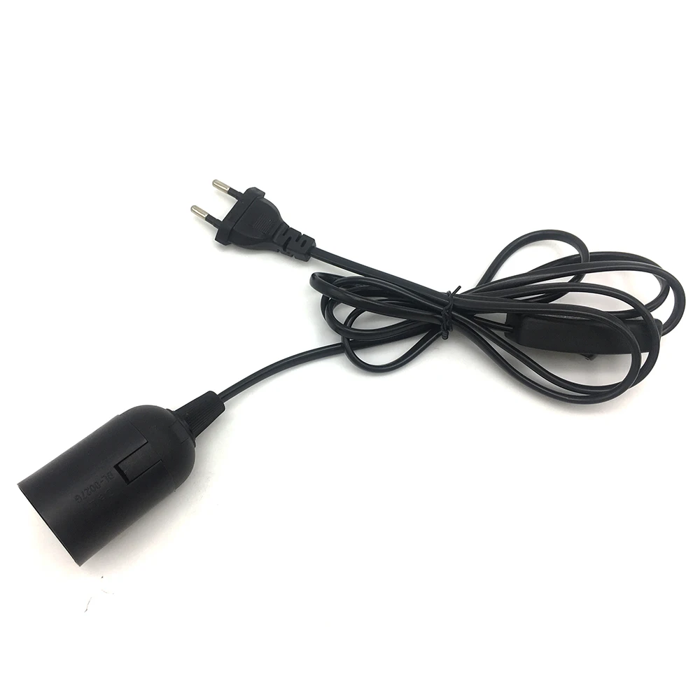 E27 Lamp Base Holder EU Plug With On/Off Switch Extension Cord for Hanging Lamp LED Bulbs Socket