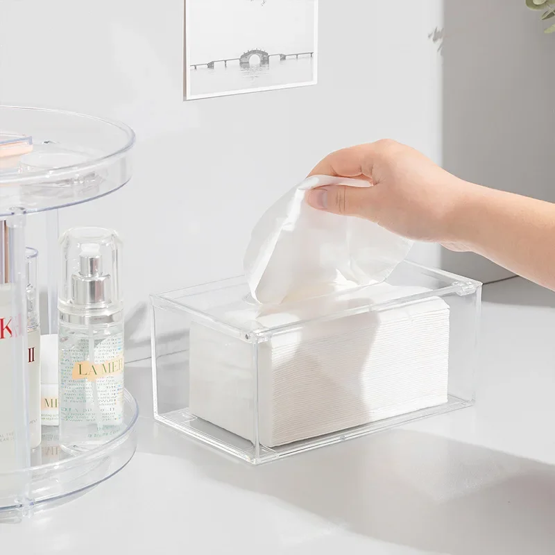 Transparent Acrylic Paper Towel Box Creative Home Living Room Tissue Paper Roll Storage Box Face Wash Tissue Box 3