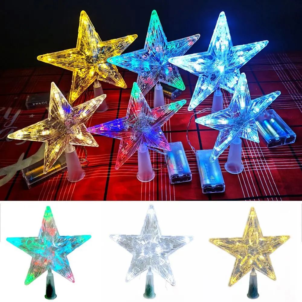 

1Pcs Props Ornaments Christmas LED Light Transparent Decorations Lamp Five-pointed Star Merry Christmas 15CM/19CM