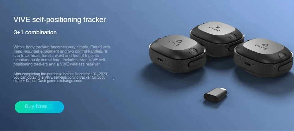 Vive Ultimate Tracker 3-piece set + Dongle — VR full body tracking