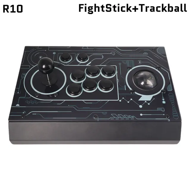 FightBox R10 Arcade Fight Stick Sanwa joystick Raspberry Pico Board With Trackball Retro Game Controller For PC/PS3/PS4