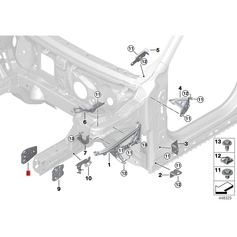 

X1 2018-2020b mwx1 f48 18i b32 nut plate Y bolt connection lower side wall bracket fixing bracket clip
