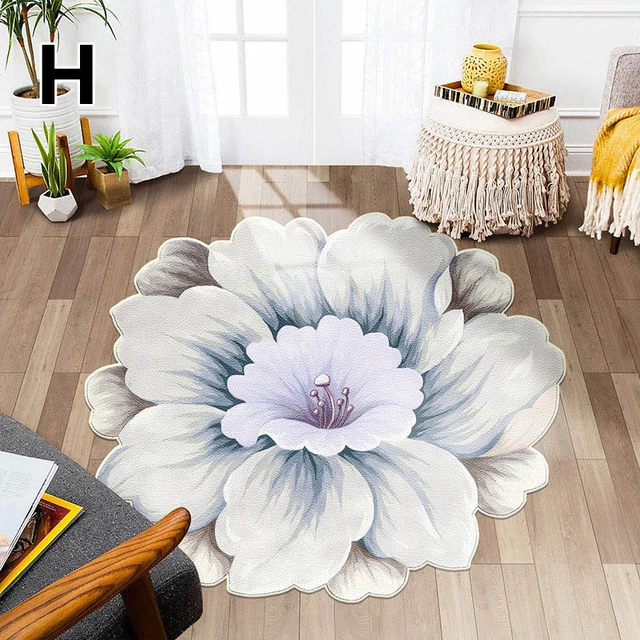 Tapis en forme de fleur en peluche douce, décoration d'intérieur, salon,  sol antidérapant, canapé, tatami, tapis de chevet, bébé