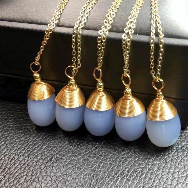 

Natural Azurlite Teardrop Pendant Necklace Cute Female For Women Trendy irregularity Chain Wedding Jewelry Gift 1PCS