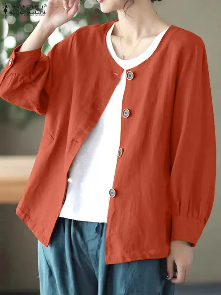 

ZANZEA Spring Fashion Blouse Women Cardigan Jackets Casual Long Sleeve Shirt Autumn Outwear Female Vintage Solid Tops Coats
