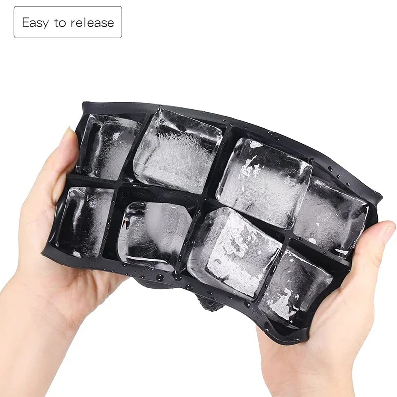 ice cube mold LMETJMA Large Ice Cube Trays with Lids Silicone Ice Cube Square Molds BPA Free Molds for Whiskey Cocktails JT09