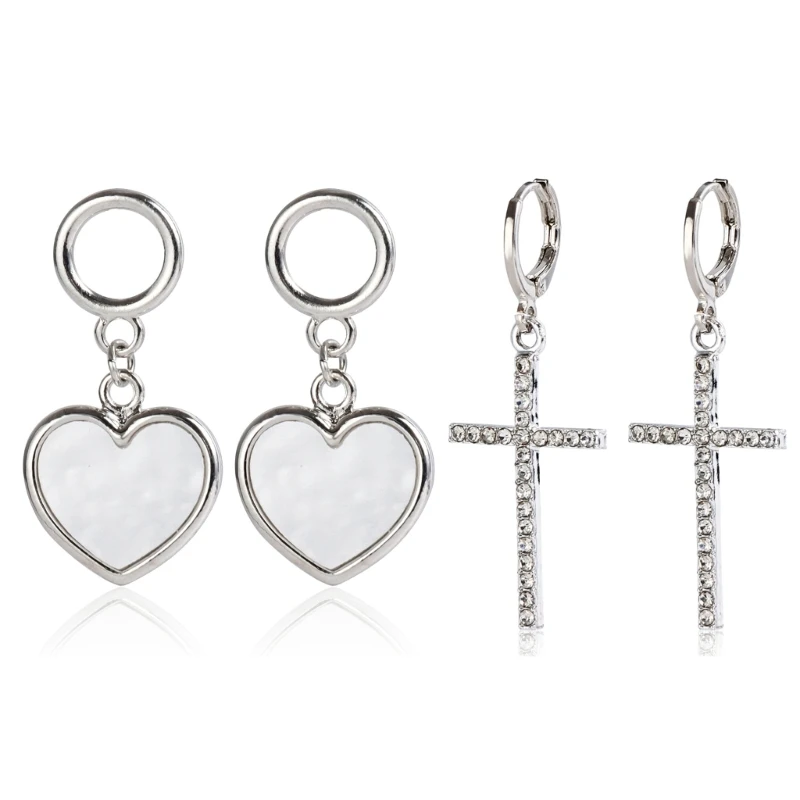 Elegant Heart/Crosses Earrings Ornament Trendy Women's Fashion Ear Studs Jewelry