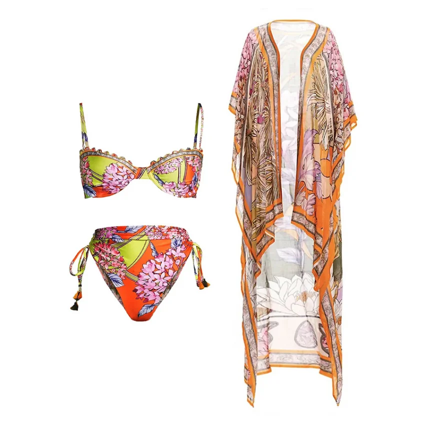 

Новинка 2023, сексуальное бикини с высокой талией, пляжный Солнцезащитный Женский купальник, женское парео