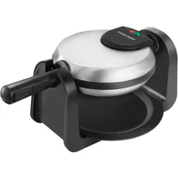 Stainless Steel Rotary Waffle Maker with Flip Handle Evenly Cooked Belgian Waffles Indicator Lights Compact Design Nonstick 1