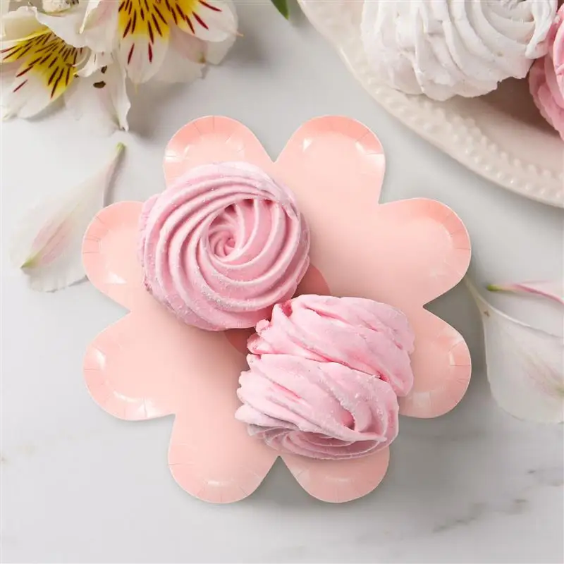 40pcs Disposable Paper Plates multiuse Flower Shaped Cake Dessert Paper Plates Picnic Wedding Birthday party decors