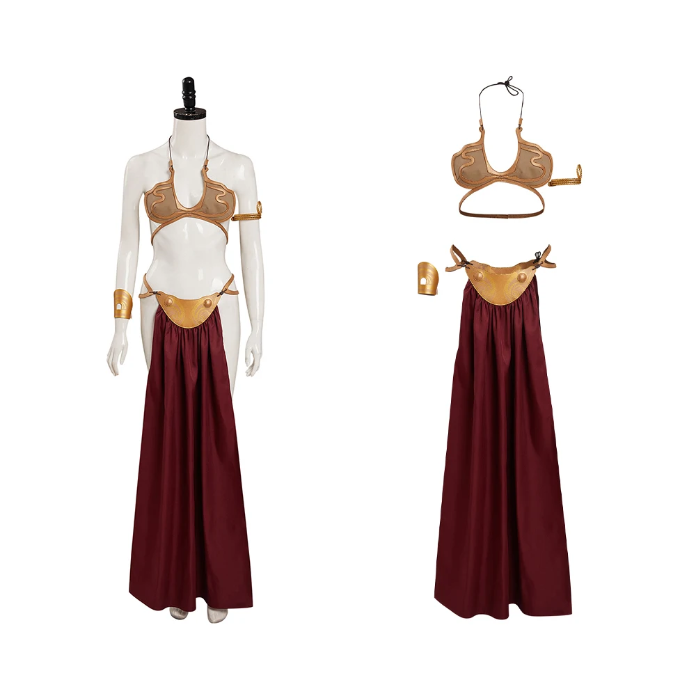 

Костюм принцессы Leia для косплея, сексуальное платье, топ, юбки, женские костюмы для девочек, карнавальный костюм на Хэллоуин