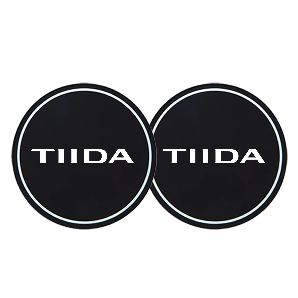 Car Coasters Water Cup Slots Non-Slip Mat Waterproof Water Cup Mat Drink Pad For Nissan Tiida 2Pcs
