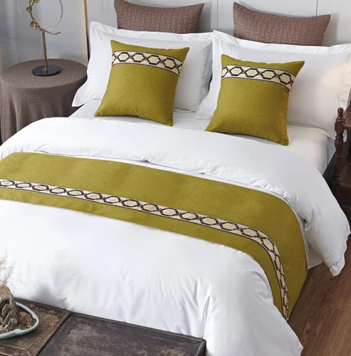 Bedlopers Moderne Bed Runners Hotel Beddengoed Bed Vlag effen kleur Sprei Strip Decoratieve Sjaal voor Slaapkamer Hotel (Color : Yellow, Size : 50x210cm (for 1.5m bed