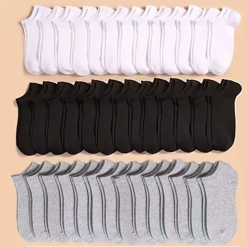 Unisex Solid Color Ankle Socks 10 20 40