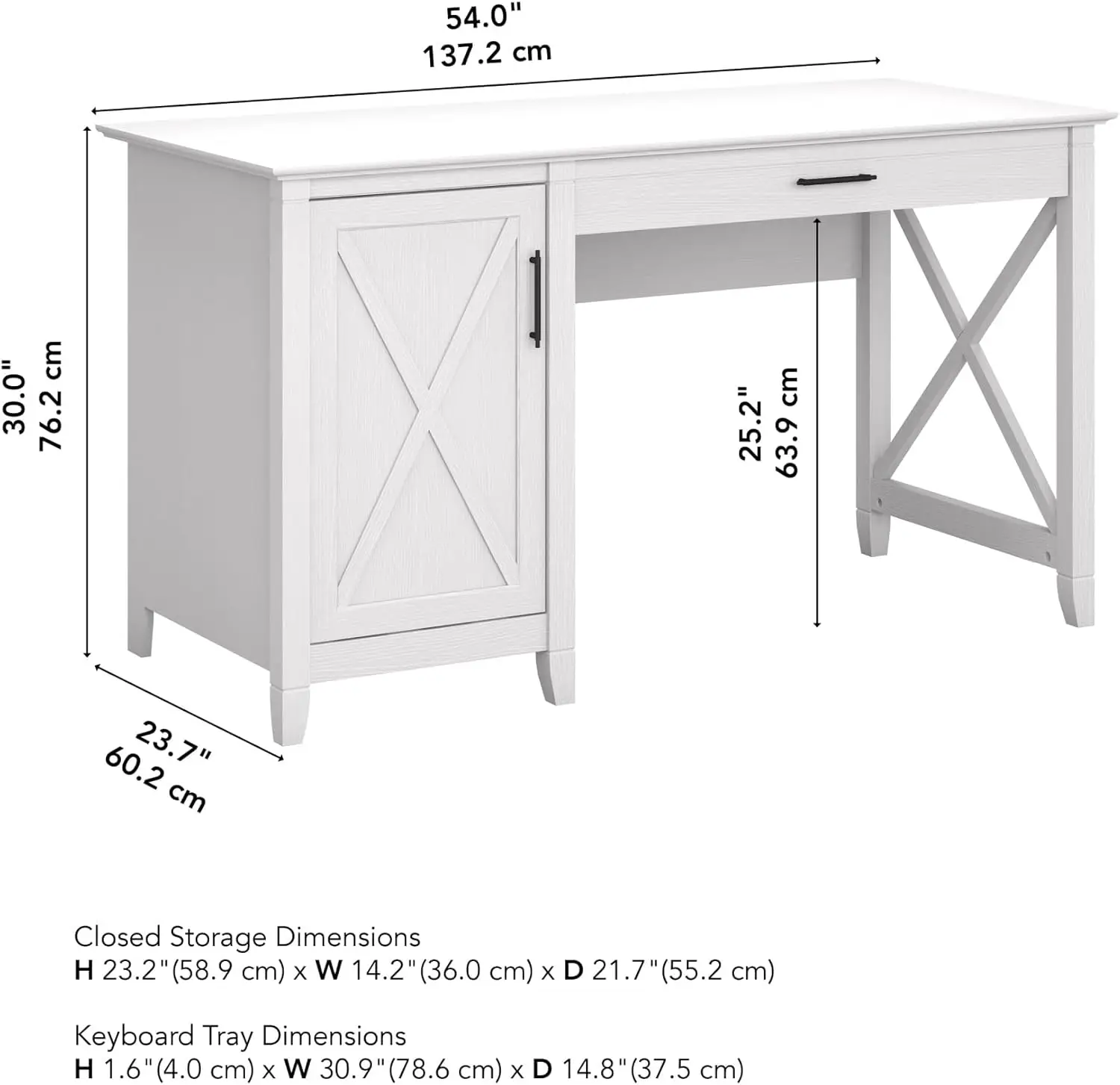 Computer Desk with Storage | Farmhouse PC Table for Home Office in Pure White Oak | 54W x 24D 3