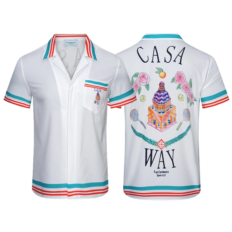 

Summer Surfing Casablanca New Print Set New Printing Shirts High Quality Men Women Fashion Mens Shirts Hawaiian Shirt