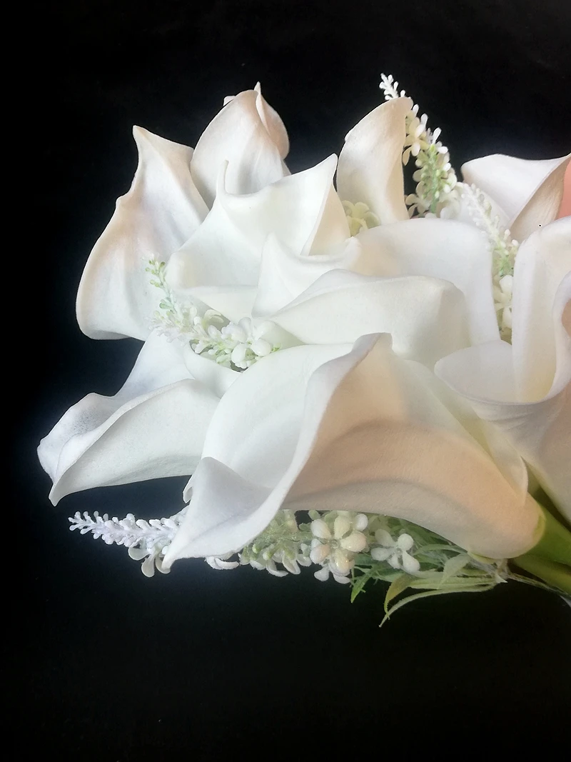 New Bridal Bouquet Nature Classic Big Size Calla Lilies Bouquet Pure White Wedding Decoration Flowers bouquet fleur artificielle