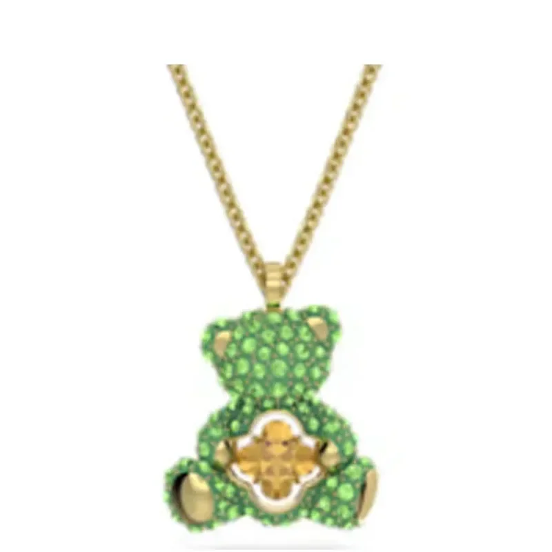 

Cute Green Teddy Bear Christmas Gift 2023 New Fashion and Exquisite Women's Pavé Necklace with Free Shipping