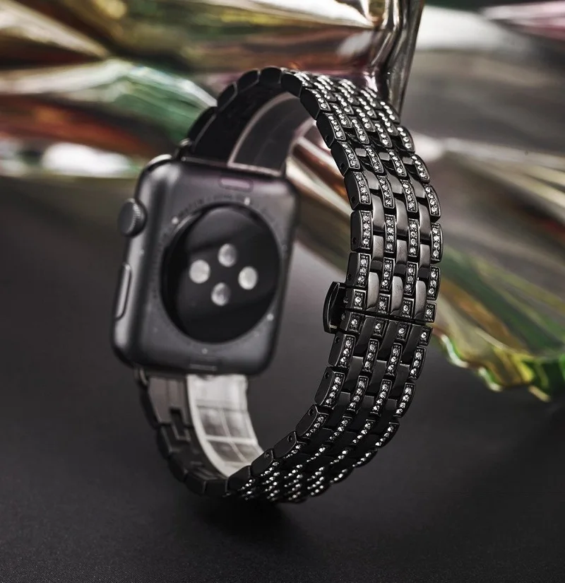 Luxury Diamond Metal Strap For Apple Watch Ultra 49mm 8 7 41/45mm For iWatch Series 6 5 432 44 40mm 42 38mm Stainless Steel Band