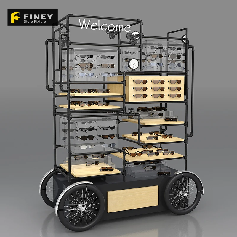 

Special Optical Show Car Design Sunglasses Display Eyewear Showcase Display Stand with Wheels