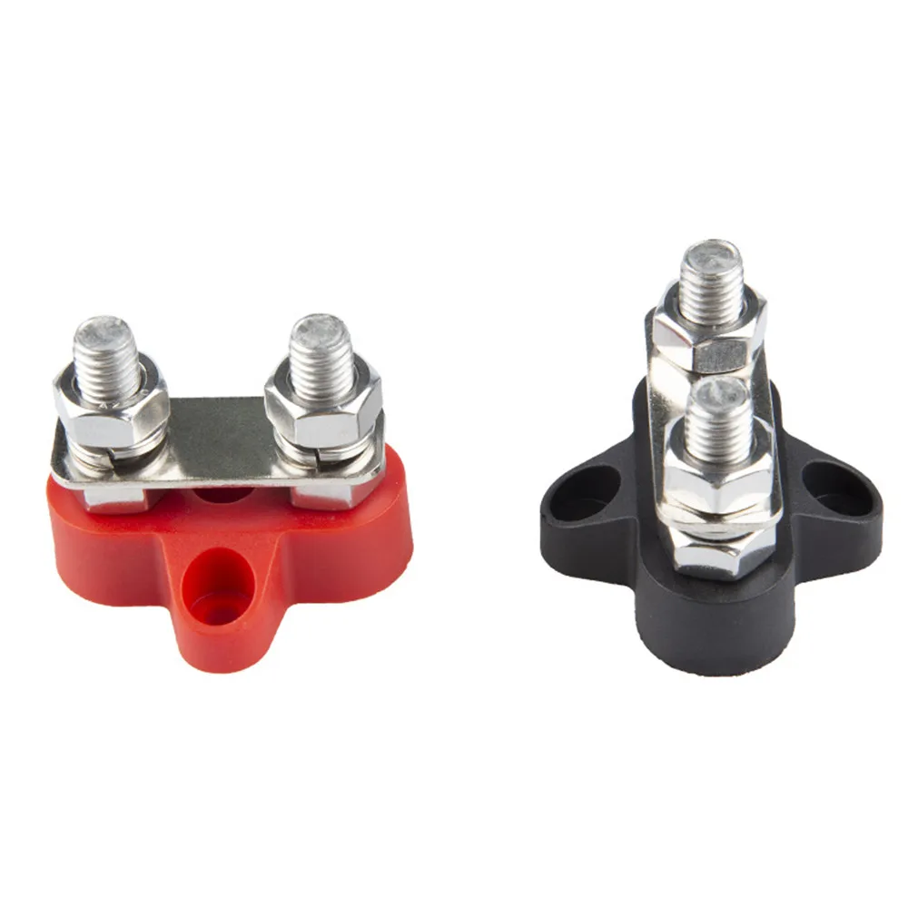 5/16" Terminal Studs M8 48V Terminal Block Busbar Insulated Double Type Distribution Studs Positive and Negative RV