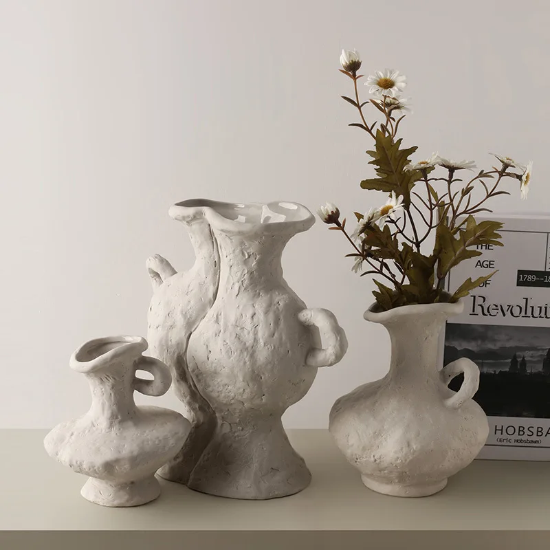 nordic vase embryo ceramic vase antique pottery furnishing piece model soft decoration do old dry flower