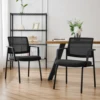 JHK Mesh Back Stacking Arm Chairs 2 Pack For Home and OfficeEasy to Use and Store Outdoor and Indoor Sturdy Metal Chairs 1