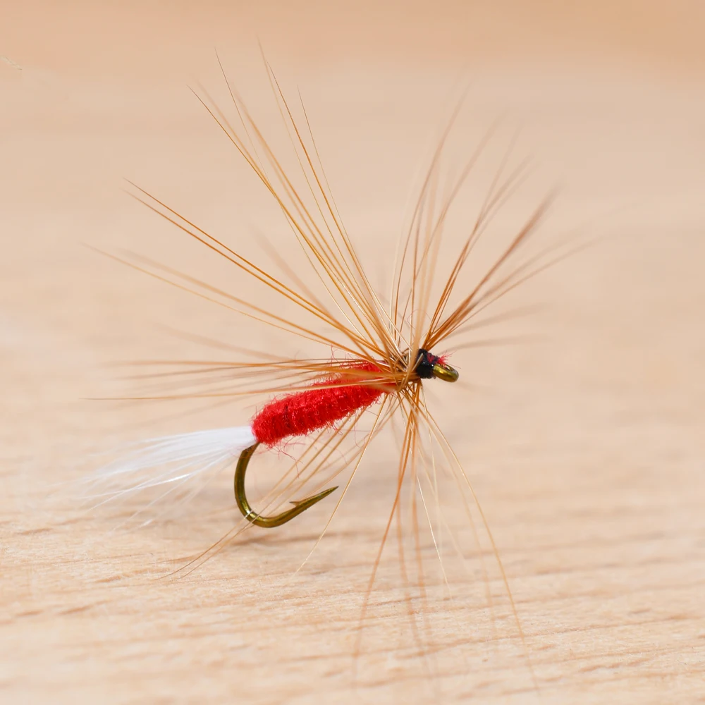 MNFT 10Pcs Red Fly Mosquito Fly Trout Grayling Fishing Dry Terrestrial  Flies ImportBarbless Hook 10# Trout Food