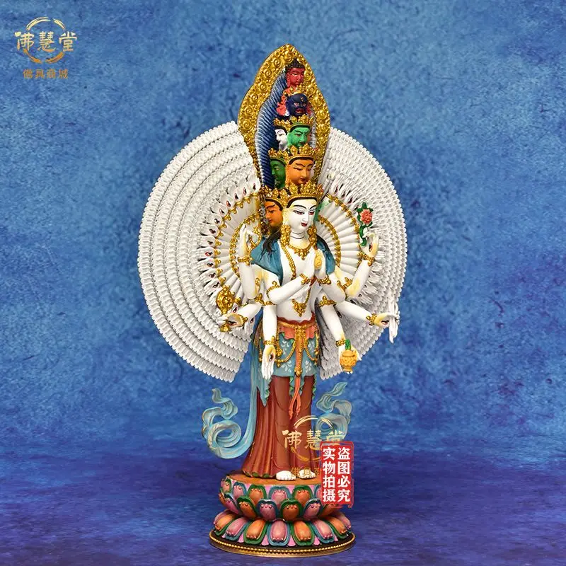 Domestic Tibetan handmade refined copper painting "Thousand Hands Guanyin" Buddha statue high-end household living room ornament 5