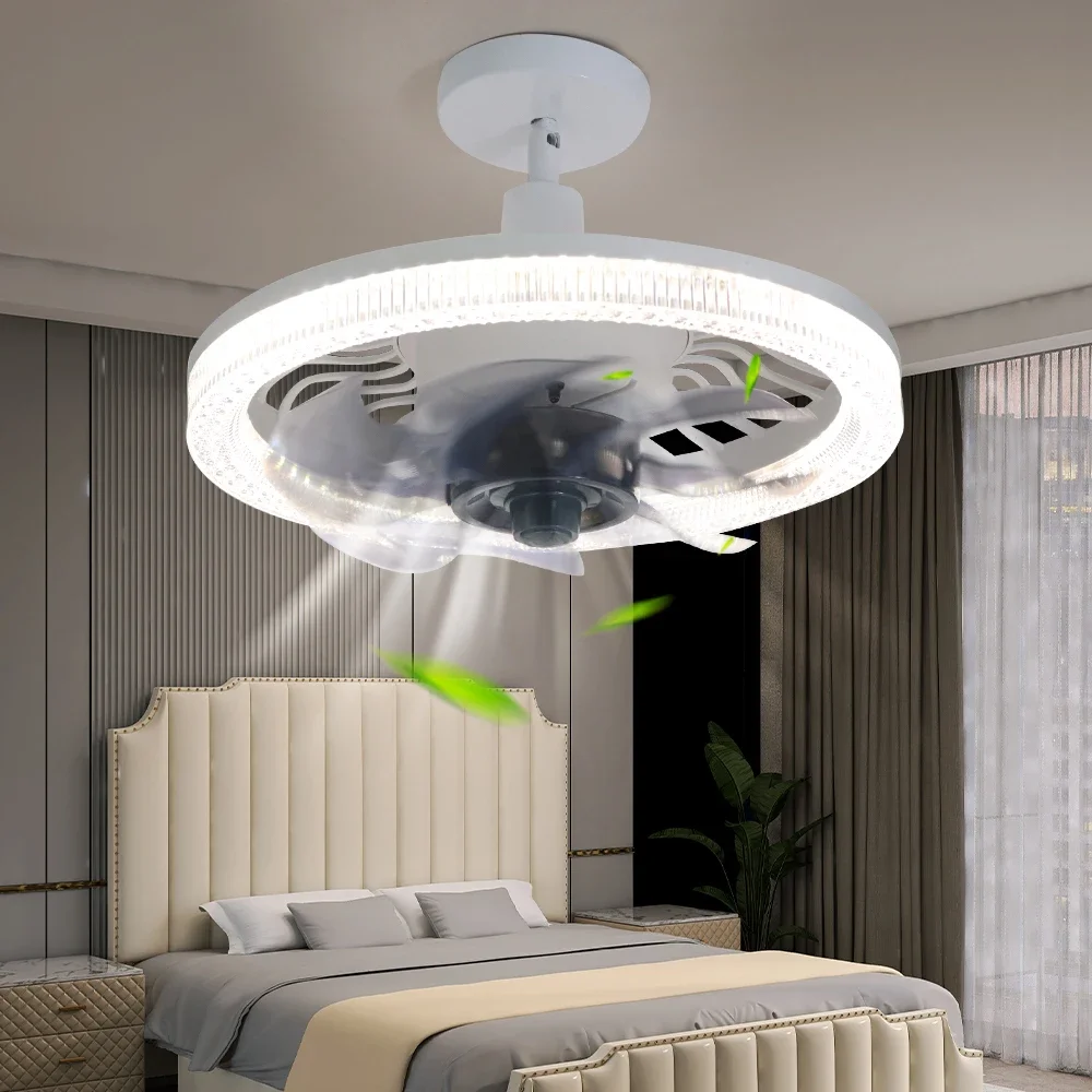 

E27 Kitchen Ceiling Lamp with Fan Led Light Remote Control Model Silent Chandelier for Home Roof Spotlight