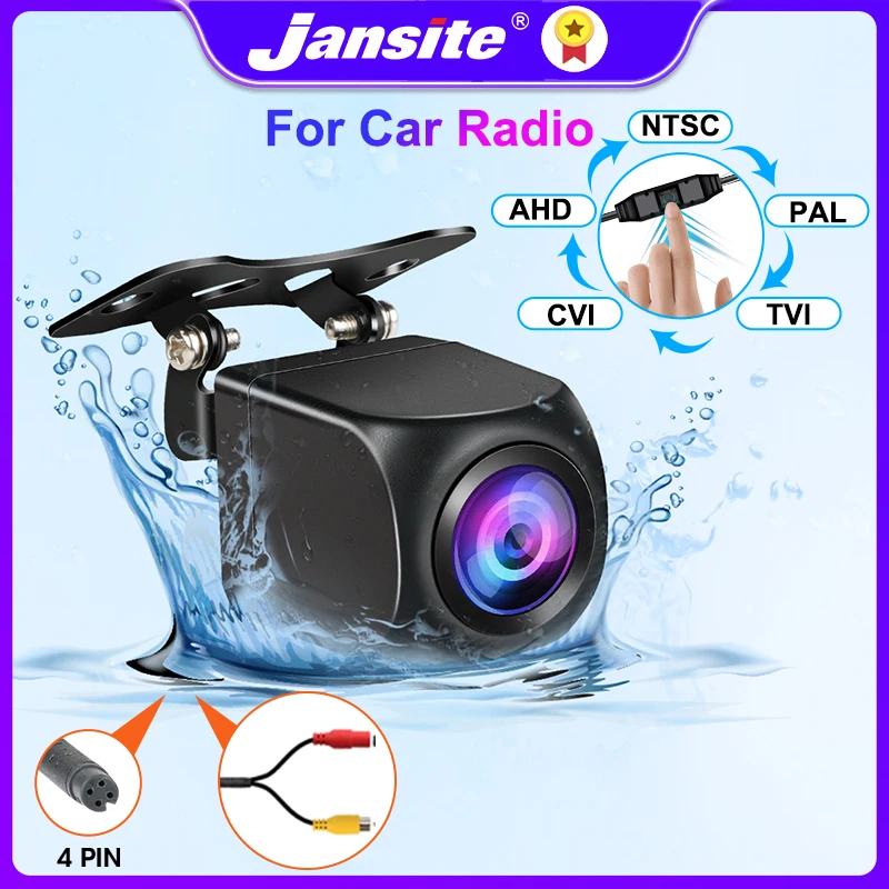 

Jansite 1080P Rear Camera Fisheye Lens For Car Radio Cam Night Vision Reverse Camera 4 Pin Button Control AHD NTSC PAL TVI CVI