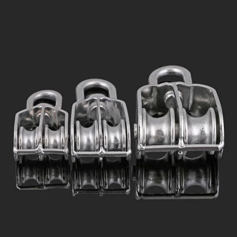 304 A2 Stainless Steel M15 M20 M25 M32 M50 Rotation Double Pulley Traction Lifting Sailing Boat Loading Pulley Block 5