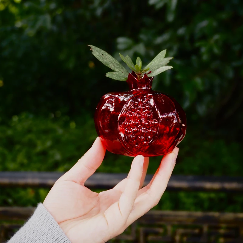 Home Decor Vase Bud Vase Creative Pomegranate Vase Flower Arrangement Jar Hydroponic Vessel Tableware Storage Glass Vase 4