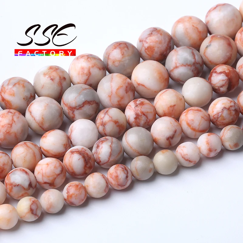 

Natural Red Network Jaspers Stone Beads Round Loose Spacer Beads For Jewelry Making DIY Bracelets Accessories 4 6 8 10 12mm 15"