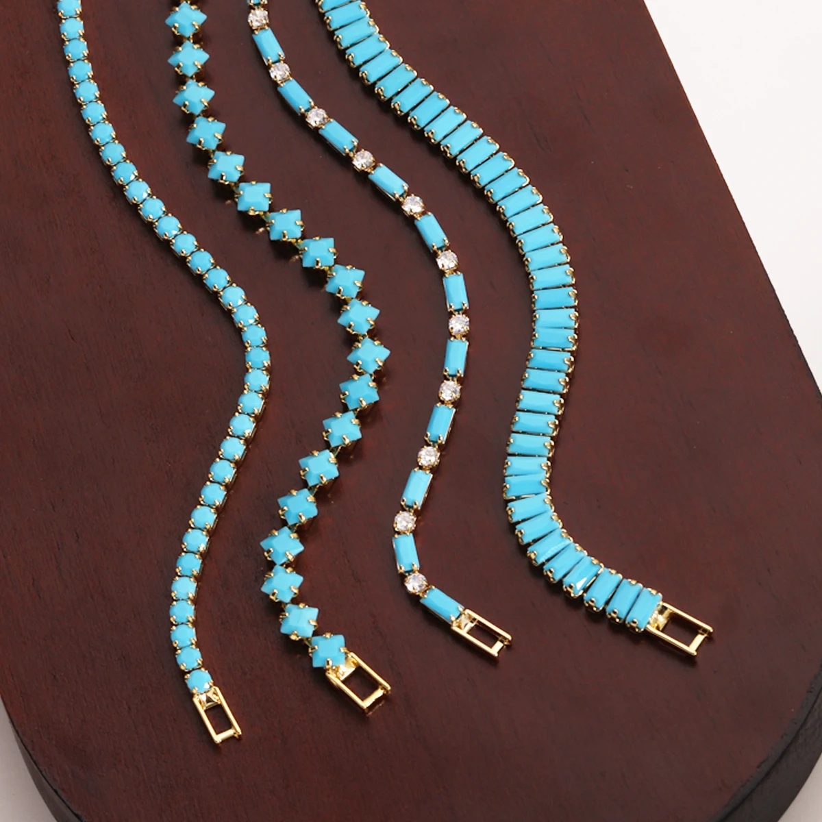 Blau-türkisfarbenes Armband, 18 Karat vergoldetes, wasserdichtes Armband, geeignet für den täglichen Pendelverkehr, Damen-Sommerarmband – Detail 4