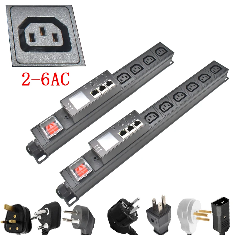 

PDU power strip power distribution unit 2-6AC Intelligent current and voltage detection meter 2 m line C13 socket
