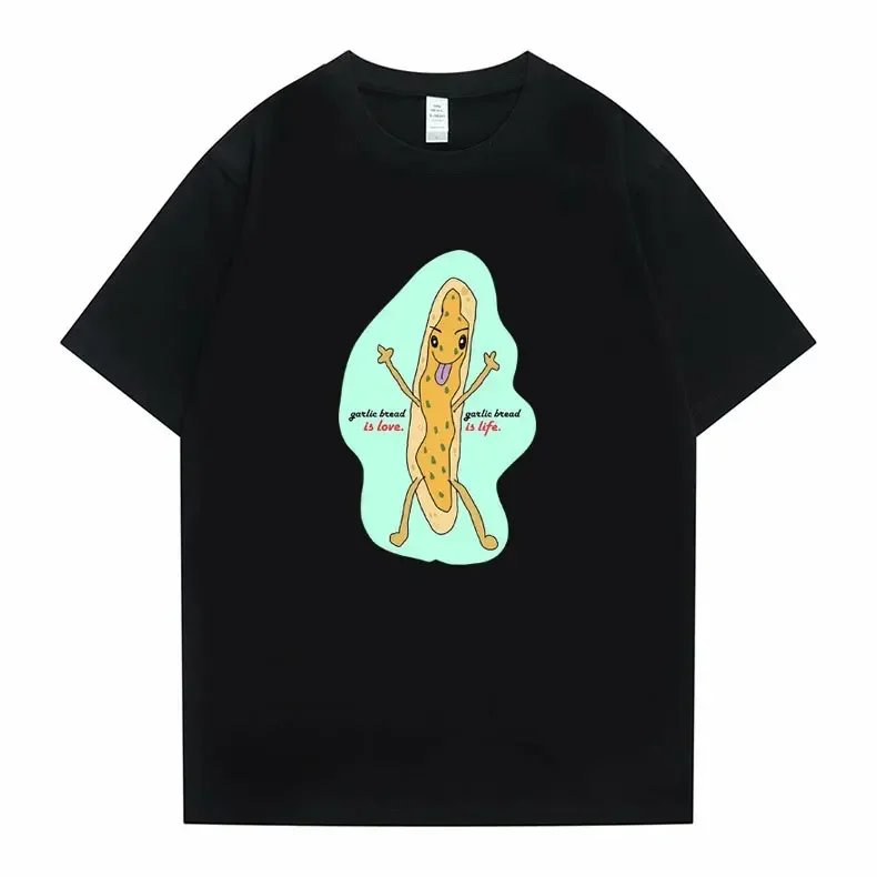

Funny Garlic Bread Is Love Garlic Bread Is Life Graphic T Shirts Male Fitted Soft Cotton Tshirt Men Women Anime Cartoon T-shirts
