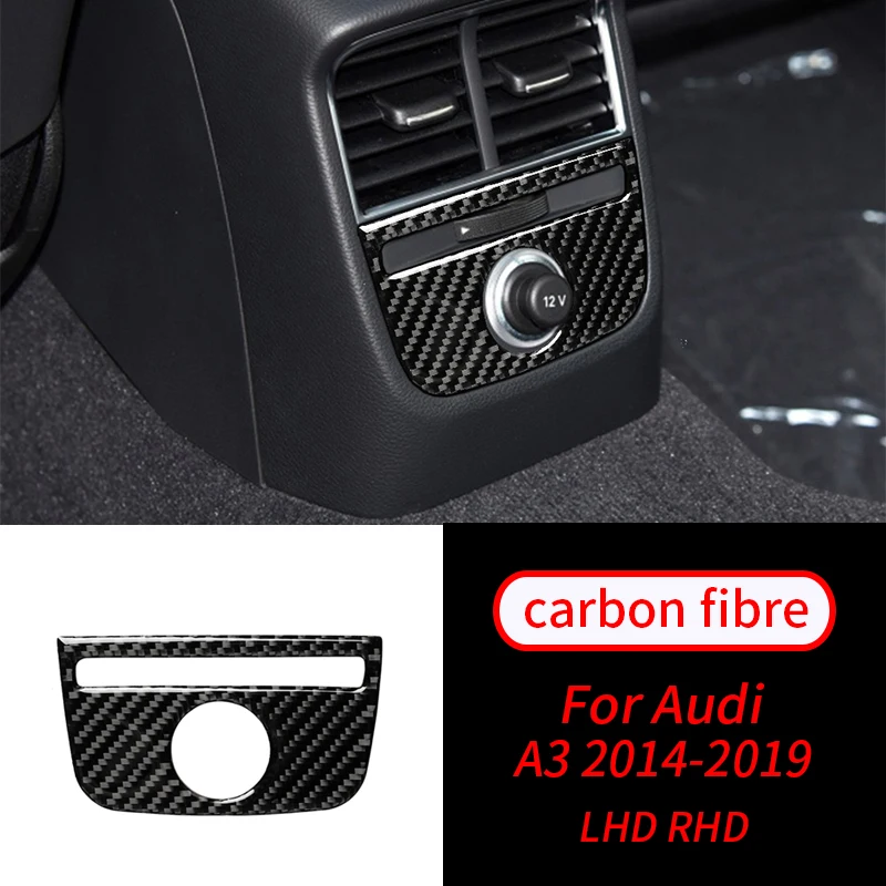 

For Audi A3 8V 2013-2019 Real Carbon Fiber Car Rear Cigarette Lighter Panel Air Outlet Control Decor Frame Accessories