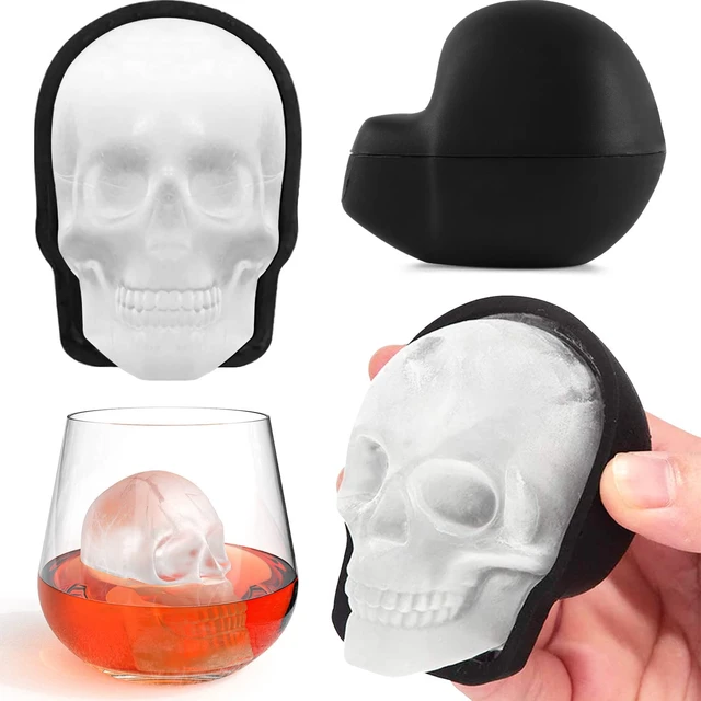 Large 3D Skull Ice Cube Tray With Funnel Silicone 4 Cavity Ice Mould For  Whiskey Wine Cocktail Ice Cube Maker Chocolate Mould - AliExpress