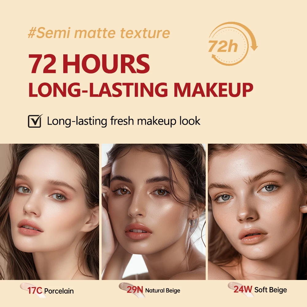 72 Hours Long-lasting Super Fit Cushion Foundation Full Coverage Waterproof Long-lasting Concealer 9 Colors Makeup Semi-Matte 3