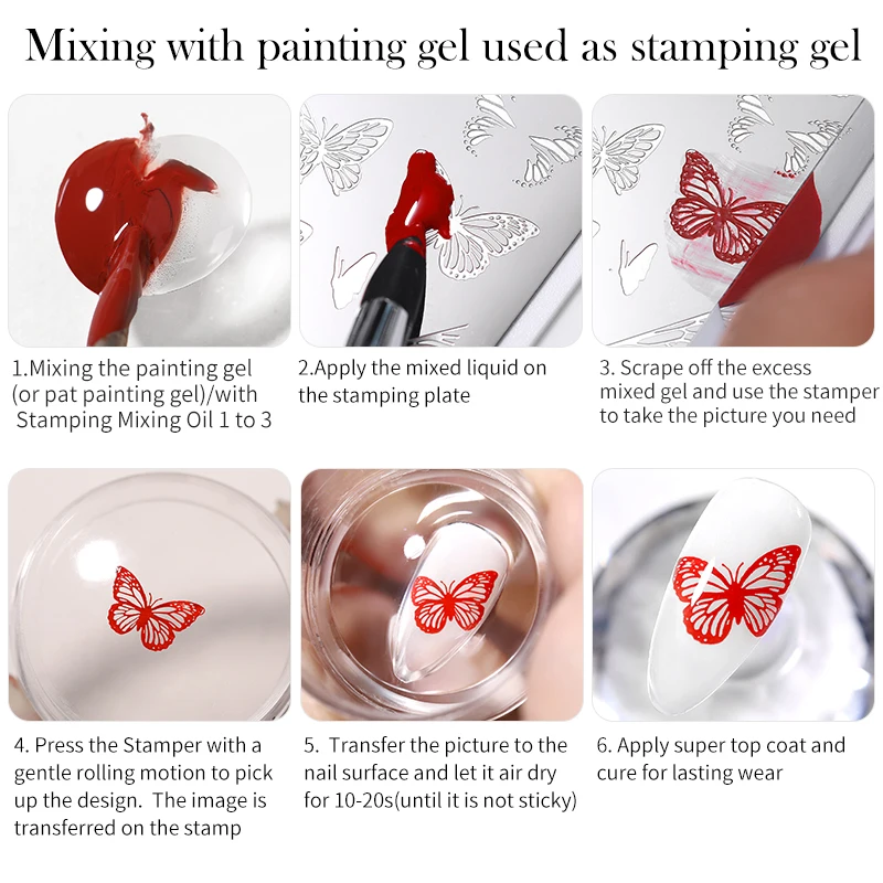 BORN PRETTY 10ml Stamping Mixing Oil Painting Gel Stamping Polish Powder Mixing And Apply Nail Powder Stamping Plate 5